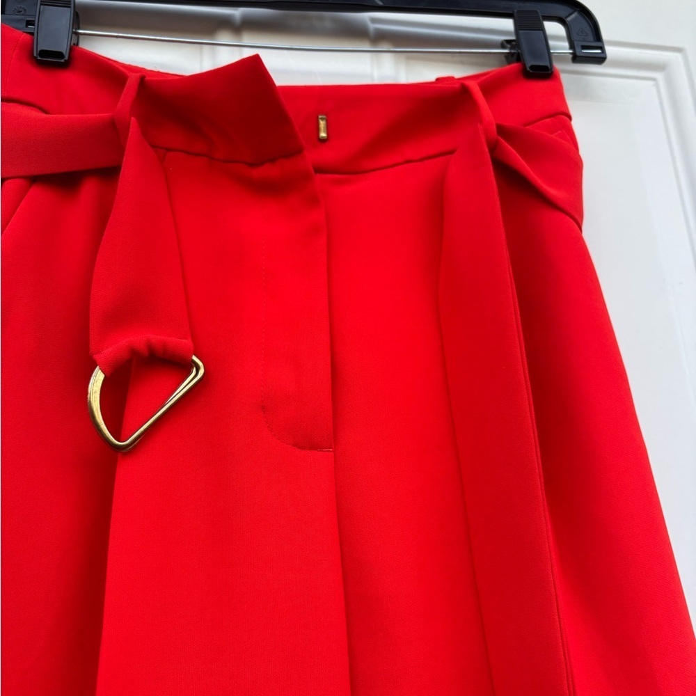 Zara orange High-Waist Wide-Leg Paperbag Trousers with Tie Belt - Picture 4 of 12